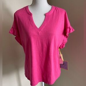 2/$20. “Ce Ce”- “BRIGHT ROSE” CASUAL PINK TOP SIZE M
